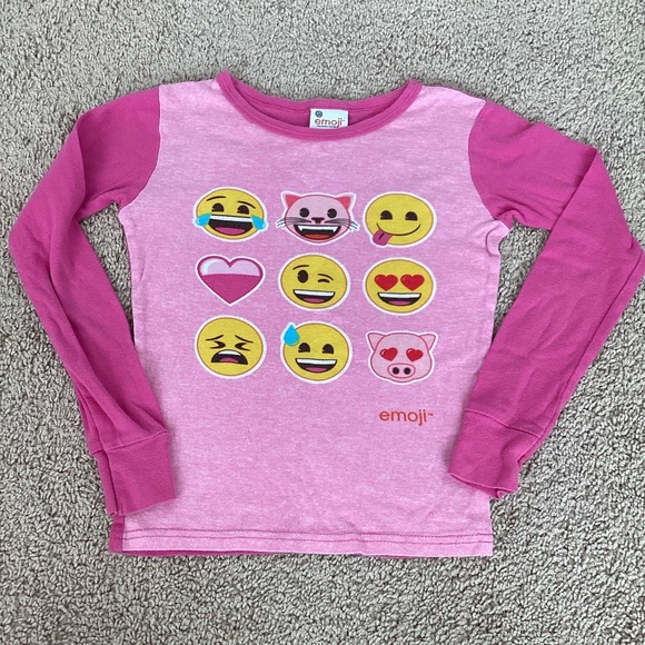 3/$15 🛍️ Emoji pajama set girls 10 | 2 piece pj long sleeve shirt pants stretch - Picture 2 of 8